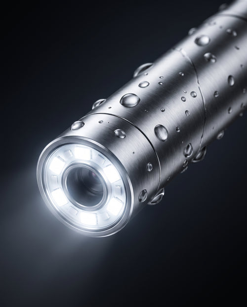 Close-up of the waterproof 8mm LED camera tip